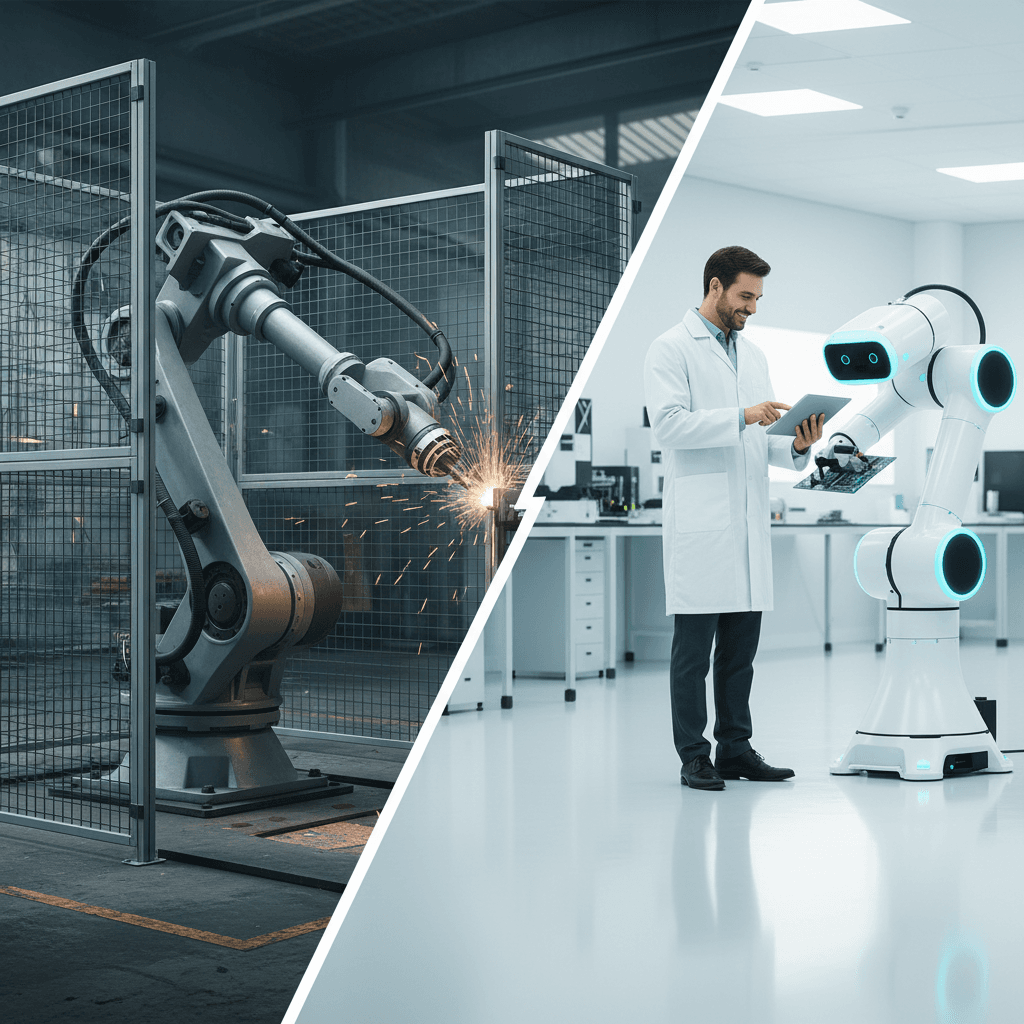 Cobot palletizer versus traditional industrial robot comparison