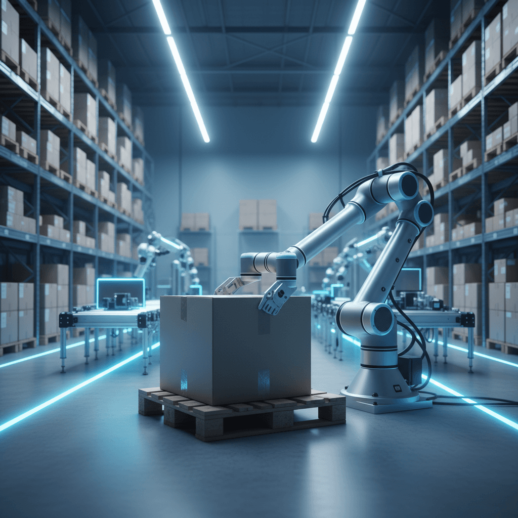 Collaborative robot palletizer in modern warehouse